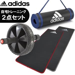 adidas アディダス トレーニングマット 腹筋ローラー アブホイール 自宅トレーニング フィット...
