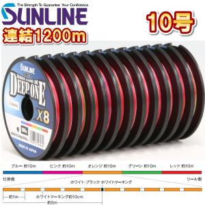 サンライン ディープワン×8 (10号 135LB) 1200m連結 5色分け サンライン ディープワン×8 (10号 135LB) 1200m連結 5色分け