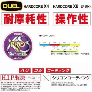 DUEL  ハードコア X8 PRO プロ 投げ 0.8号 16lb 200m 4色分け デュエル ヨーヅリ 日本製 国産８本組PEライン H3910｜kzshopping