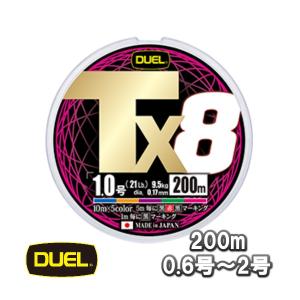 DUEL Tx8 (タフ8) 5色分け ライムグリーン 200m巻 0.6号 0.8号 1号 1.2号 1.5号 2号 デュエル 日本製 国産8本組PEライン｜kzshopping