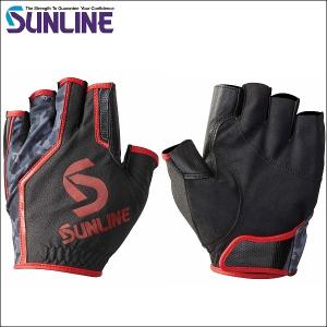 サンライン メッシュグローブ 5本切り M レッド 赤 SUG-311