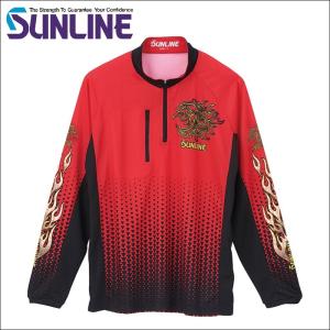 サンライン PRO DRY ドライ シャツ 長袖 S M L LL レッド フィッシング 吸水速乾 虫よけ加工 ウエア 磯釣り 鮎 船 ルアー SUW-04201CW