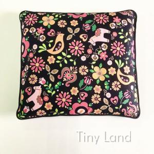 銘仙判座布団カバー タイニーランド ブラック  北欧 黒 ざぶとんカバー 55×59cm 綿100%
