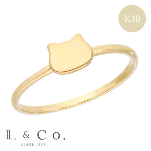 リング レディース 指輪 10金 K10 K10YG イエローゴールド 可愛い ねこ ネコ 猫 キャ...