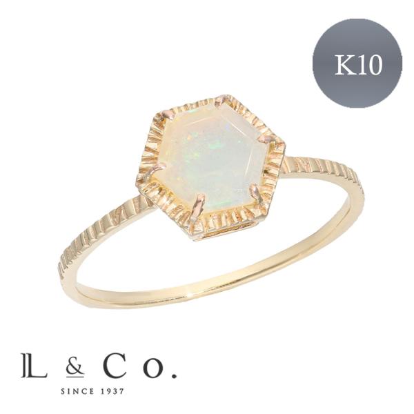 リング 指輪 彼女 妻 プレゼント オパール 10金 K10 イエローゴールド 天然石 シンプル  ...