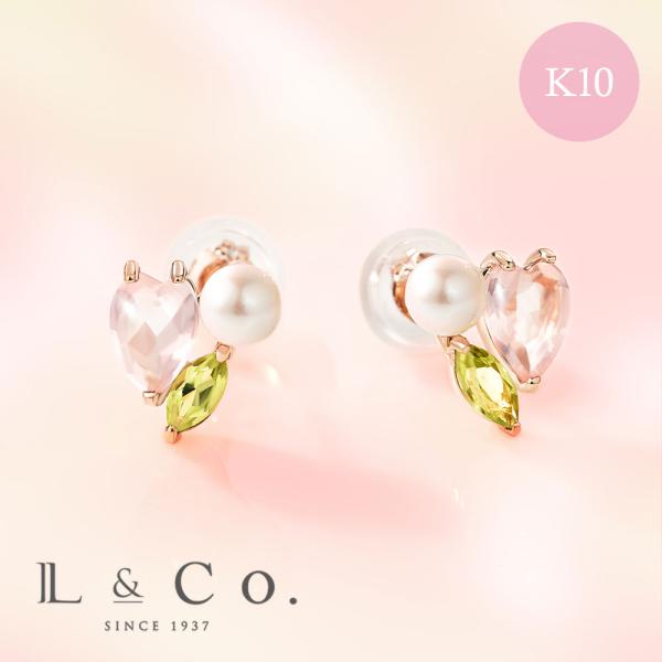 ピアス レディース 桜 さくら SAKURA K10PG 10金 ピンクゴールド 春 ローズクォーツ...