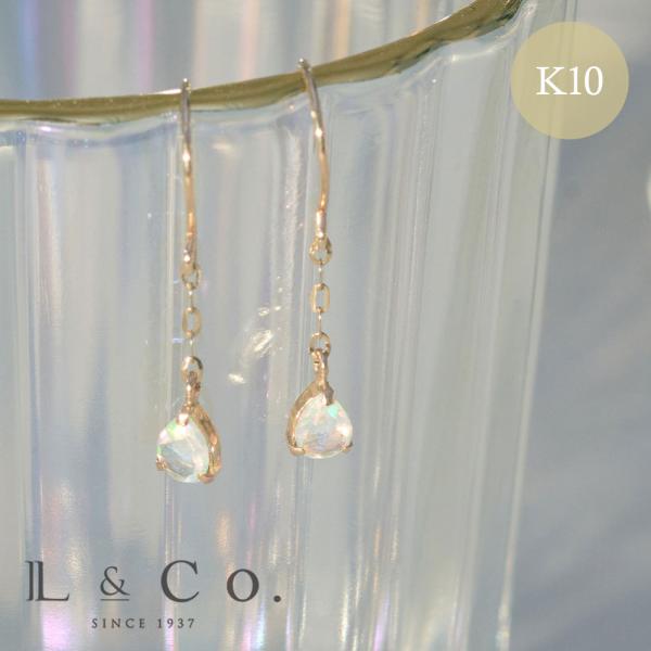 ピアス レディース カラーストーン K10 10金 オパール エチオピアオパール フックピアス 華奢...