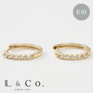 ピアス レディース メンズ フープピアス K10 10金 ダイヤモンド 0.06ct シンプル 小さめ 上品 おしゃれ L＆Co.（エルアンドコー）｜l-co