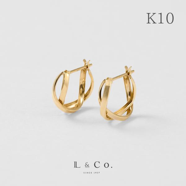 K10  ピアス  クロス 地金ピアス フープピアス  シンプル 大人 ギフト L&amp;Co.（エルアン...