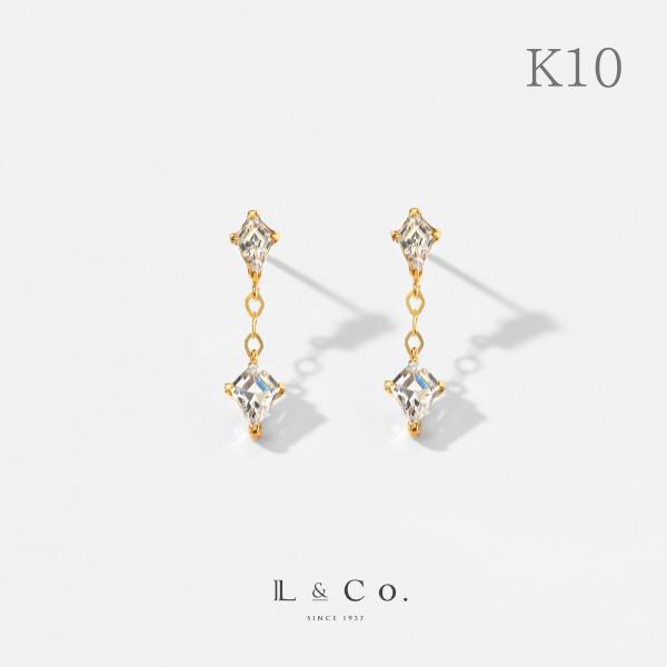 ピアス K10　10金 イエローゴールド カラーストーンスタッドピアス  L&amp;Co.　エルアンドコー...