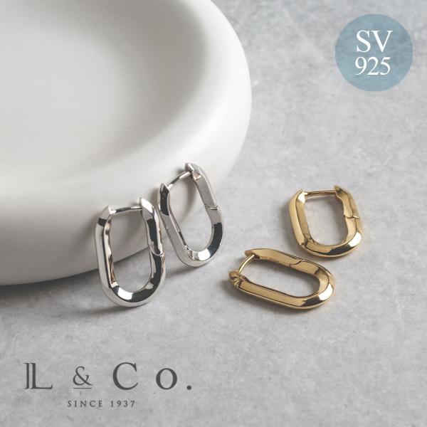 ピアス メンズ レディース ユニセックス フープ 楕円形 両耳 細め シルバー SV925 シンプル...