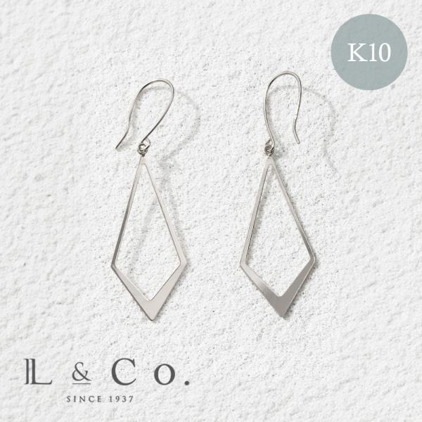 ピアス レディース フック ひし形 ダイヤ型 プレート 10金 K10 ｋ10 地金 シンプル カジ...