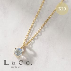 L&Co. K10イエローゴールド ティアドロップネックレス アクアマリン Jewel closet by L&Co. 誕生石 3月 バースデー アクアマリン K10