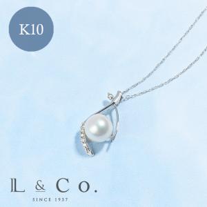 K10 パールネックレス ダイヤ 0.04 アコヤ パール真珠 シンプル ネックレス 1粒 普段使い ホワイトゴールド プレゼント ギフト L&Co.（エルアンドコー）｜l-co