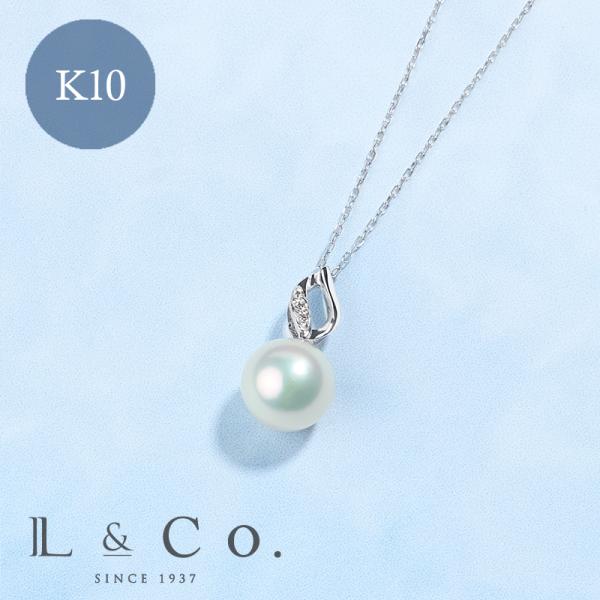 K10 パールネックレス ダイヤ 0.01 アコヤ パール真珠 シンプル ネックレス 1粒 普段使い...