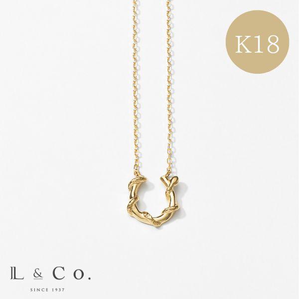 K18 馬蹄/ホースシュー  ネックレス へび イエローゴールド カラーストーンネックレス  ネック...