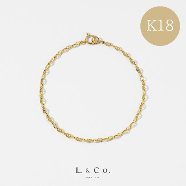 18金 K18  チェーン ブレスレット アクセ レディース メンズ ユニセックス L&amp;Co. エル...