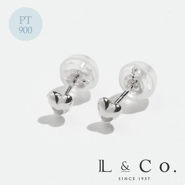 ピアス レディース プラチナ Pt900 ハート 地金 シンプル スタッド Sサイズ L&amp;Co.（エ...