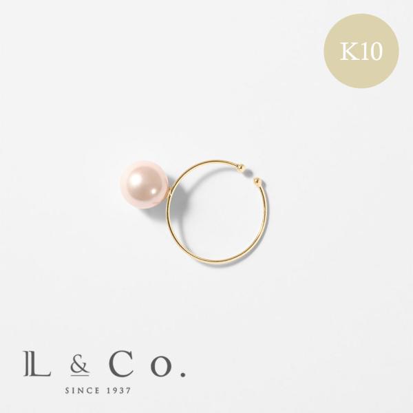 イヤーカフ K10 イエローゴールド カラーシェルパール 真珠   ベビーピンク ピンク シンプル ...