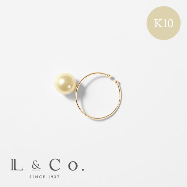 イヤーカフ K10 イエローゴールド カラーシェルパール 真珠 ライトイエロー 黄色   シンプル ...