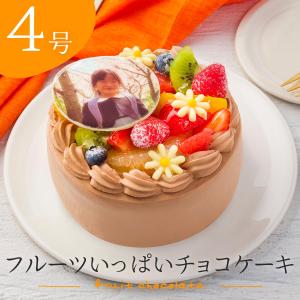 写真ケーキ フルーツいっぱいチョコショート 4号...の商品画像