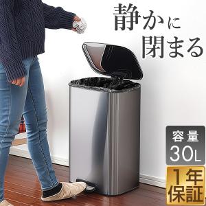 1年保証 ゴミ箱 30L ペダル ふた付き ペダル開閉式 縦型 ステンレス スチール ゆっくり静かにフタが閉まる ゴミ袋が見えない 30リットル 送料無料