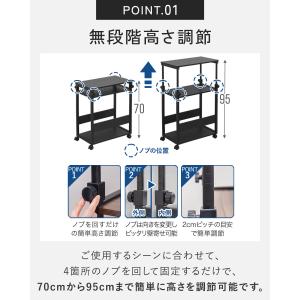 1年保証 サイドワゴン キャスター付き 昇降式...の詳細画像3