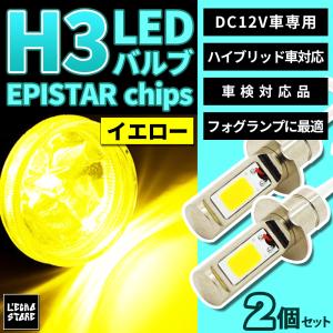 【メール便無料】 H3 LED フォグバルブ EPISTAR製 COB 2800K ゴールドイエロー  LEDバルブ 2個1セット
