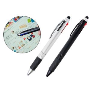 タッチペン付3色ボールペン　ノベルティ 名入れ 販促品 記念品 まとめ買い