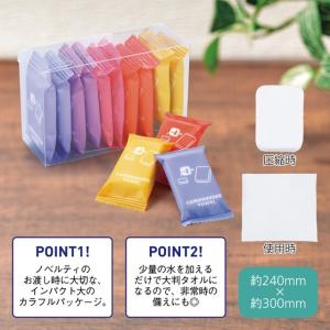 ポータブル圧縮タオル10個セット（クリアケース入り） ノベルティ 販促品 記念品 まとめ買い