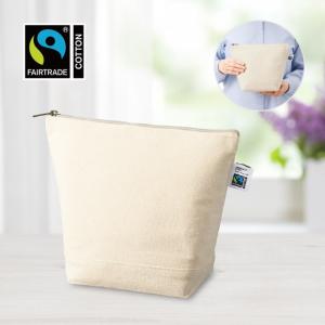 フェアトレードコットンキャンバスデイリーポーチ（M）　ナチュラル　ノベルティ 名入れ 販促品 記念品 まとめ買い