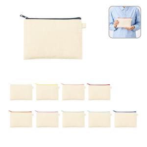 カラーファスナーキャンバスフラットポーチ（S）　ノベルティ 名入れ 販促品 記念品 まとめ買い 推し活 メンカラ クラスカラー