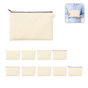 カラーファスナーキャンバスフラットポーチ（M）　ノベルティ 名入れ 販促品 記念品 まとめ買い 推し活 メンカラ クラスカラー