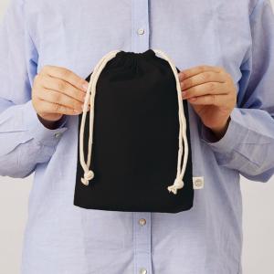 オーガニックコットンガゼット巾着(M) ブラッ...の詳細画像3