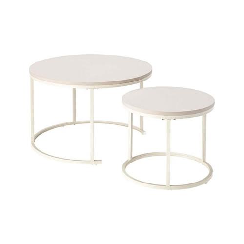 COU-001DLBE 東谷 ラウンド ネストテーブル ライトベージュ ※お客様組み立て