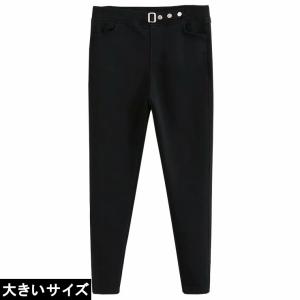 大きいサイズ レディース 黒パンツ スキニーパンツ ストレッチ 裏起毛 LL 3L 4L 5L ブラック 新入荷 ネコポス不可｜l-size