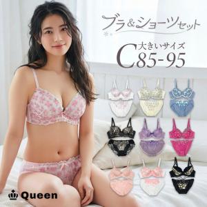大きいサイズ ブラショーツセット レースブラ レディース 下着 かわいい まとめ買い C85 C90 C95
