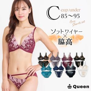 大きいサイズ ブラジャー ショーツセット レディース 下着 C85 C90 C95 脇高 ソフトワイヤー モールドカップ 大きめアンダー｜l-size