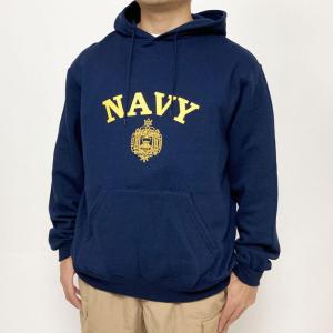 米軍 U.S.NAVY フルジップ スウェットパーカー ネイビー NAVYロゴ NAVY