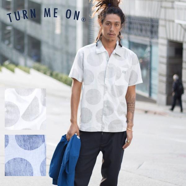 ターンミーオン TURN ME ON シャンブレー 半袖ドットシャツ 水玉 国産 綿  涼しい 軽量...