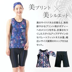 フィットネス水着 プリント 柄 セパレート 水...の詳細画像1