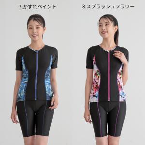 フィットネス水着 プリント 半袖 袖付き レデ...の詳細画像4