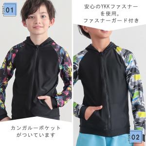 ラッシュガード キッズ 男の子 長袖 フード付...の詳細画像2