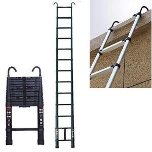 伸縮はしご 最長5 m  折り畳み伸縮梯子 フック付き 多機能アルミはしご 持ち運びに便利