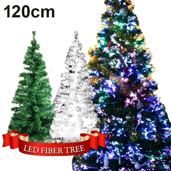 クリスマスツリー 120cm ファイバークリスマスツリー ホワイト グリーン ファイバーツリー 1....