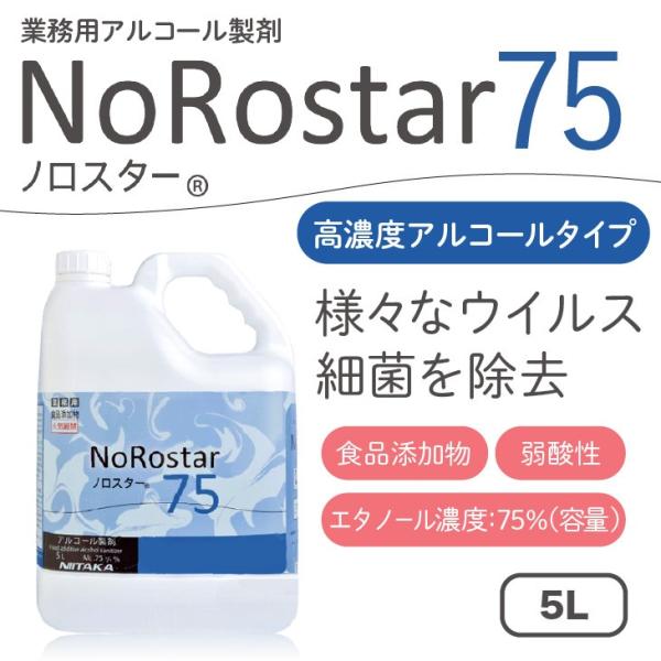 高濃度アルコール製剤「ノロスター75」単品：5Ｌ×1本　※ボトル別売