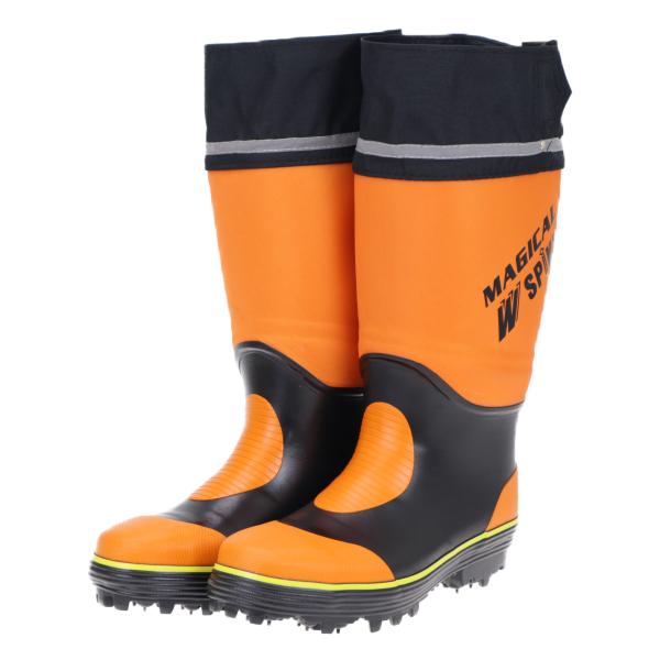 メンズ 山林用スパイク長靴 林業 登山 土木　山菜取り 丸五 マジカルスパイク＃900 オレンジ