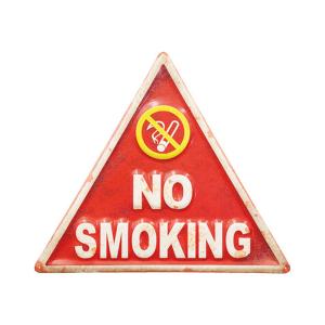 エンボス メタルサイン "NO SMOKING" 禁煙 ビンテージ調 看板 35cm×40cm ■ 煙草 タバコ インテリア 雑貨 壁掛け ガレージ 店舗 ティンサイン｜labline