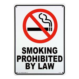 プラスチックサイン "SMOKING PROHIBITED BY LAW" 喫煙は法律で禁止されています 35.5cm×25.5cm ■ インテリア 雑貨 ガレージ 壁掛け 看板｜labline