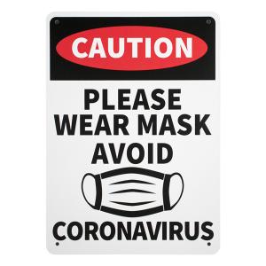 プラスチックサイン "PLEASE WEAR MASK AVOID CORONAVIRUS" コロナウィルスを避けてマスクをしましょう 35.5cm×25.5cm｜labline